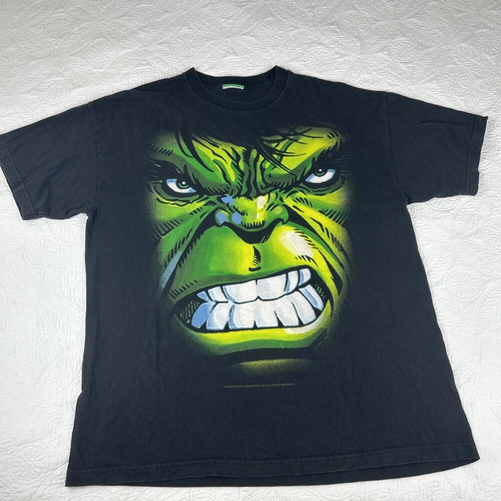 VTG 2002 Marvel Comics The Incredible Hulk Graphic T-Shirt Mega Print Glitter XL